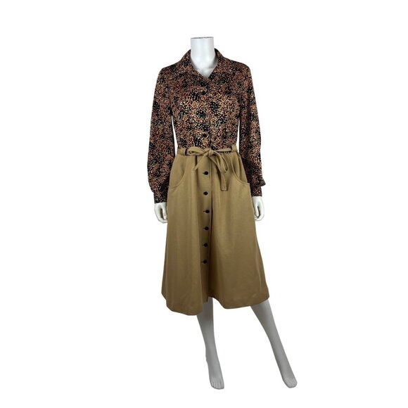 Vintage Dresses & Skirts - Vintage 70s Shirtdress Womens Medium Floral Print Top Button Up Long Sleeve